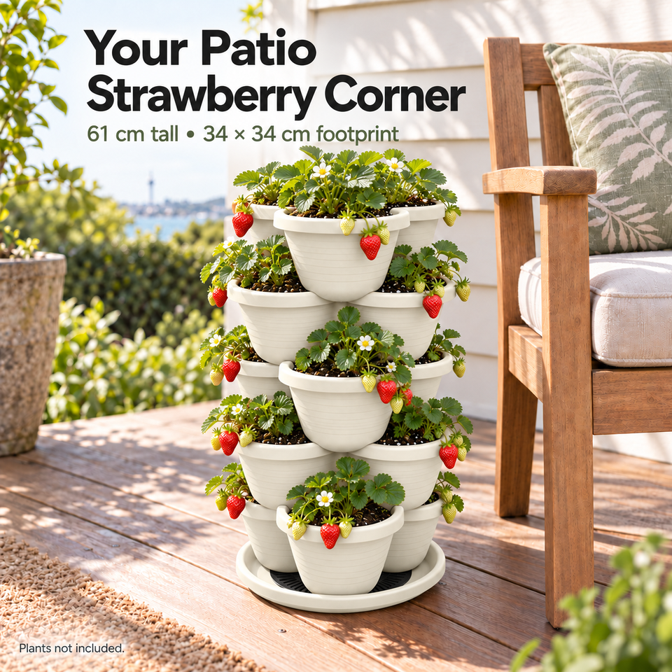 5 Tier Vertical Stackable Planter for Flowers Herbs Vegetables - White
