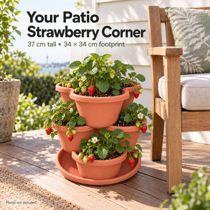 3 Tier Vertical Stackable Planter for Flowers Herbs Vegetables - Terracotta