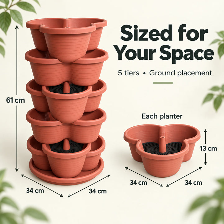 5-Tier Stackable Vertical Planter for Strawberries, Herbs, Flowers & Vegetables