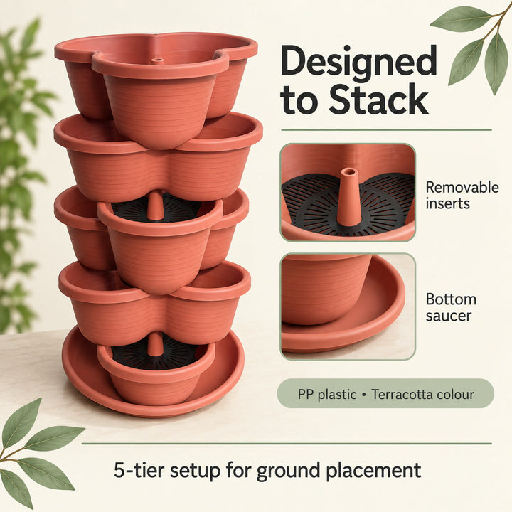 5-Tier Stackable Vertical Planter for Strawberries, Herbs, Flowers & Vegetables