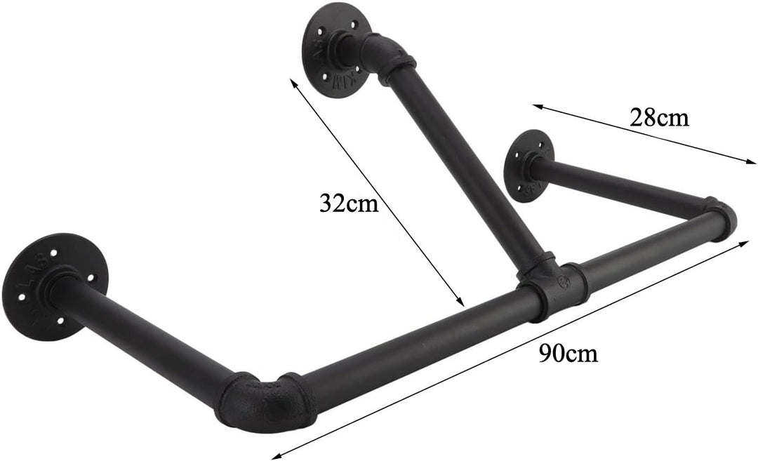 Wall Mounted Industrial Pipe Garment Rack-90CM