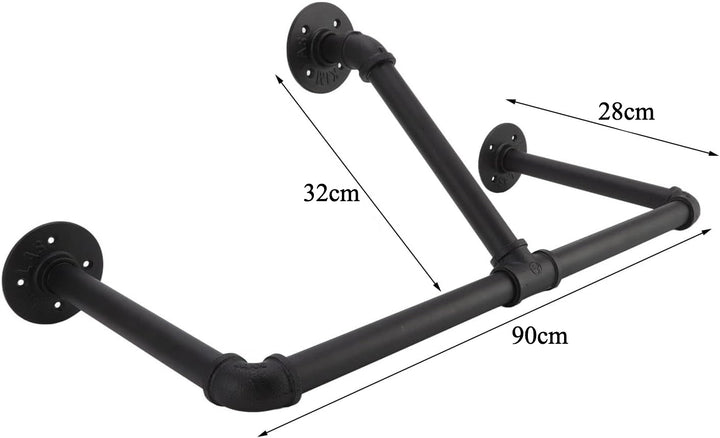 Wall Mounted Industrial Pipe Garment Rack-90CM