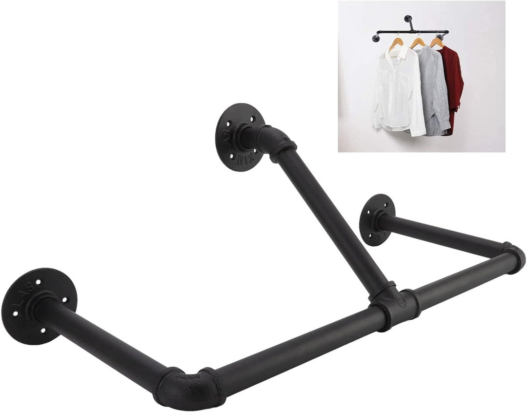 Wall Mounted Industrial Pipe Garment Rack-90CM