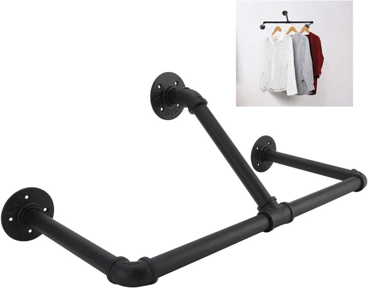 Wall Mounted Industrial Pipe Garment Rack-90CM