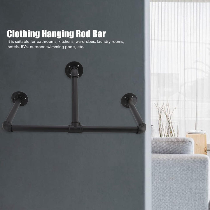 Wall Mounted Industrial Pipe Garment Rack-90CM