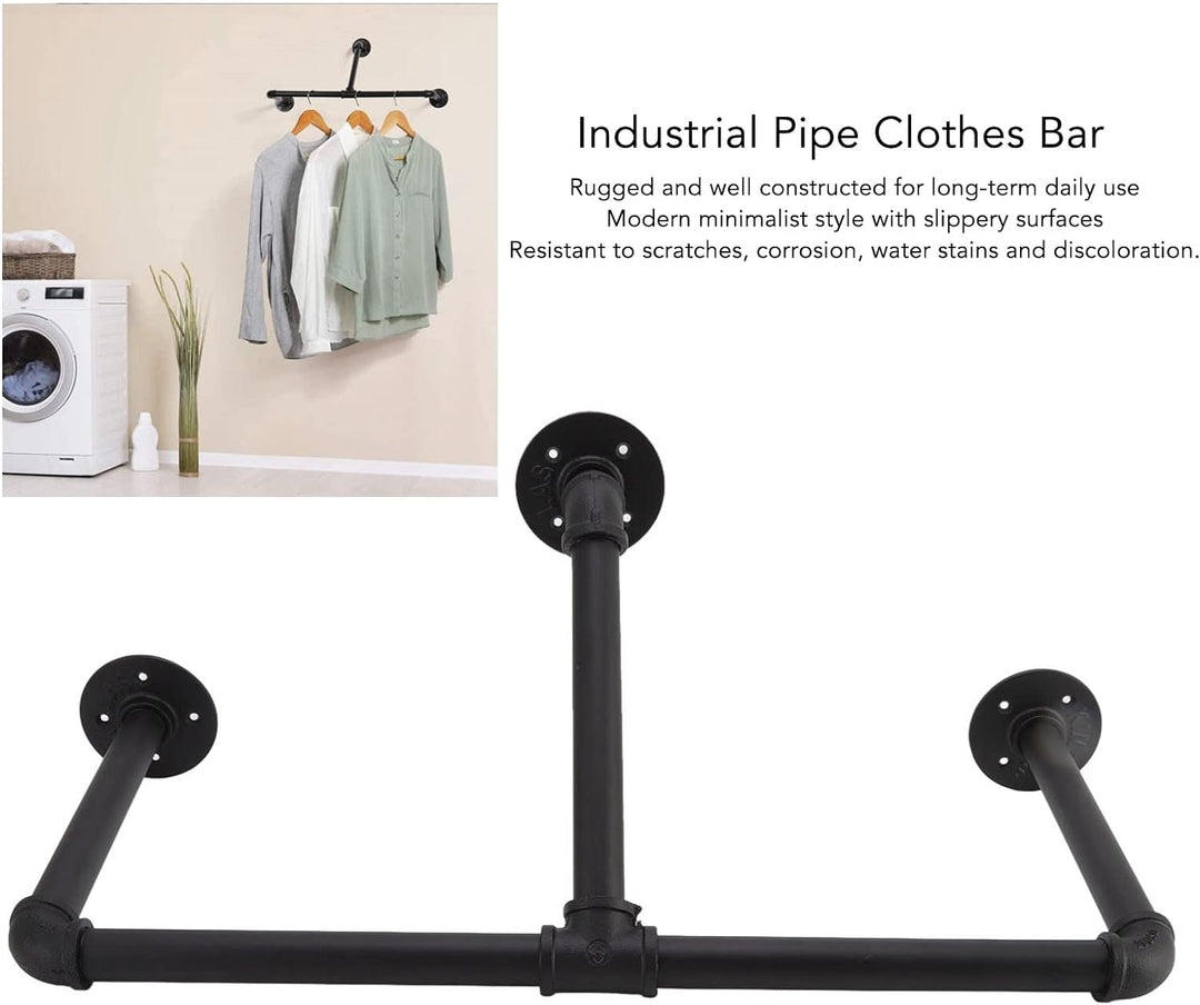 Wall Mounted Industrial Pipe Garment Rack-90CM