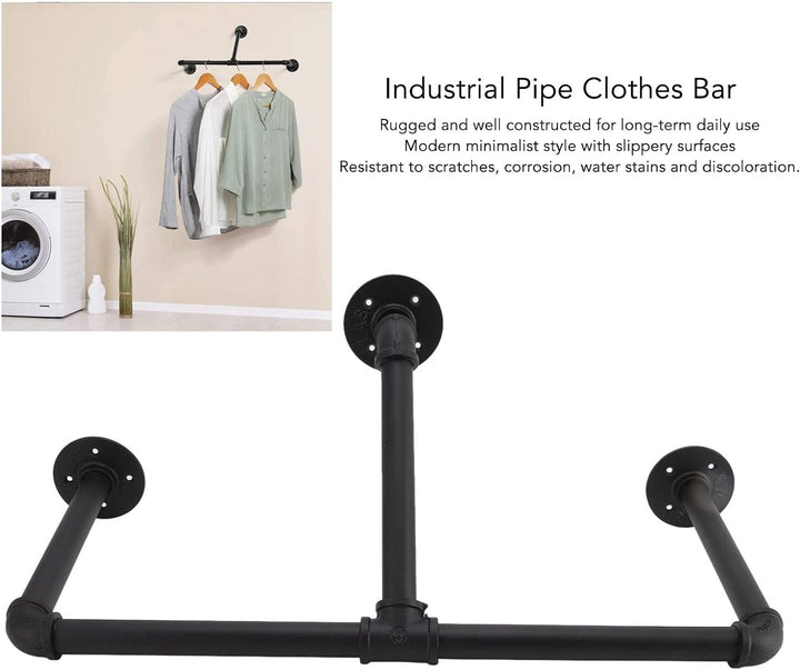 Wall Mounted Industrial Pipe Garment Rack-90CM