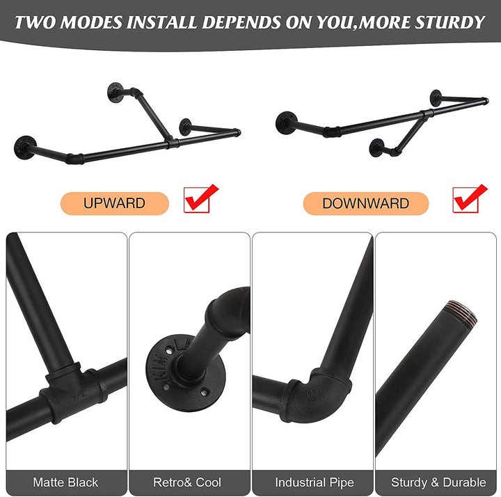 Wall Mounted Industrial Pipe Garment Rack-90CM