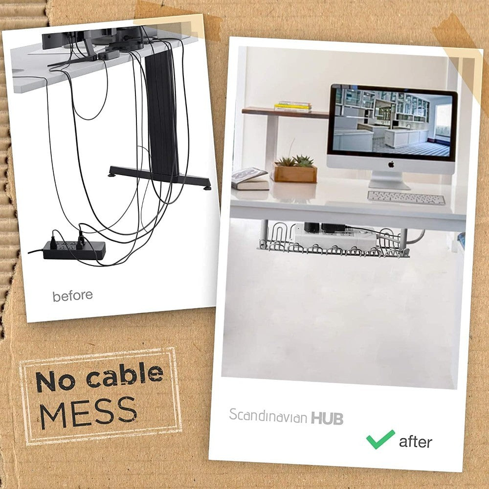 Under Desk Cable Management Organizer Tray 36cm-Grey