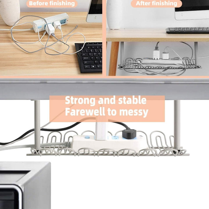 Under Desk Cable Management Organizer Tray 36cm-Grey