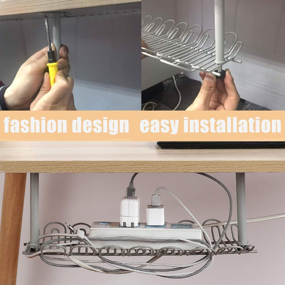 Under Desk Cable Management Organizer Tray 36cm-Grey