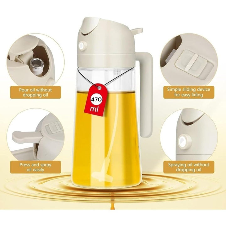 2Pack 2-in-1 Oil Dispenser Sprayer 470ml - White