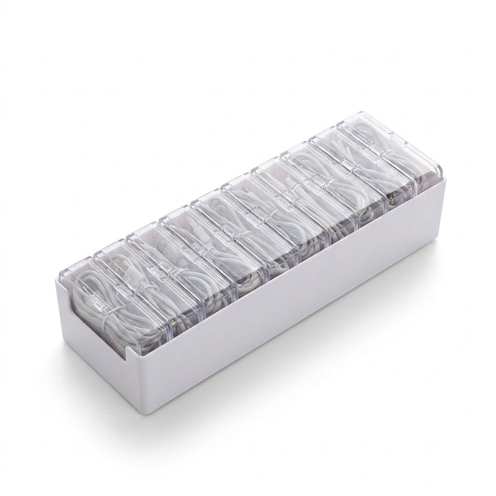 11-Compartment Clear Cable and Small Item Organizer Boxes - 2 Pack