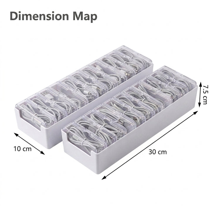 11-Compartment Clear Cable and Small Item Organizer Boxes - 2 Pack