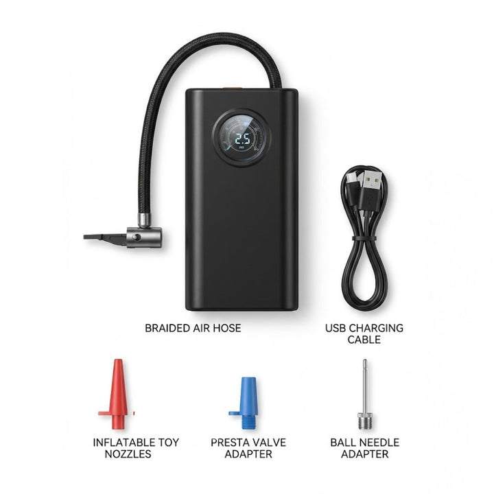 Portable Wireless Tire Inflator Pump with Digital Gauge & 3000mAh Battery