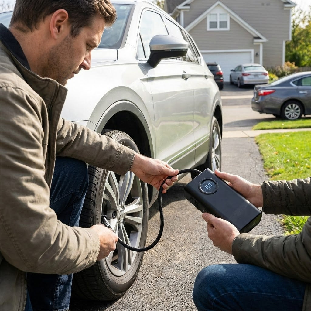 Portable Wireless Tire Inflator Pump with Digital Gauge & 3000mAh Battery