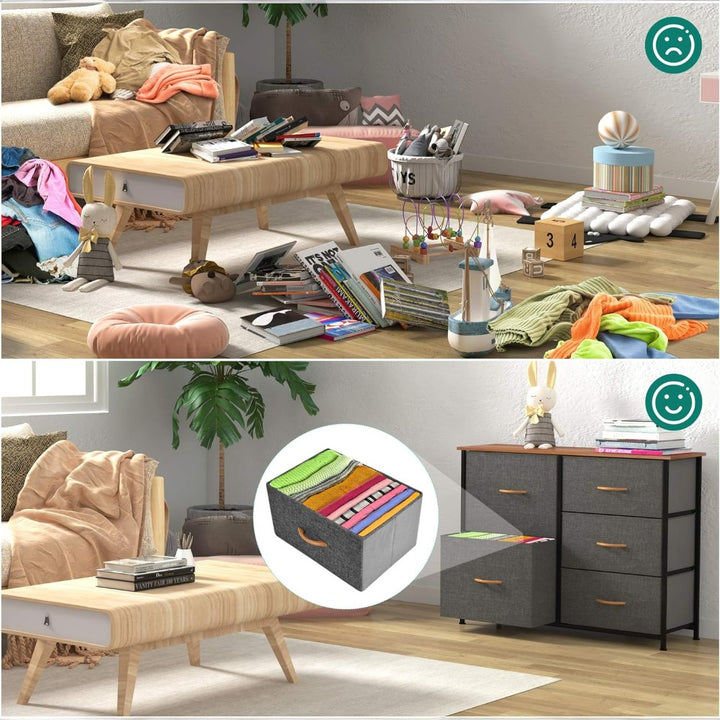 5 Fabric Drawers Storage Dresser -Dark Gray