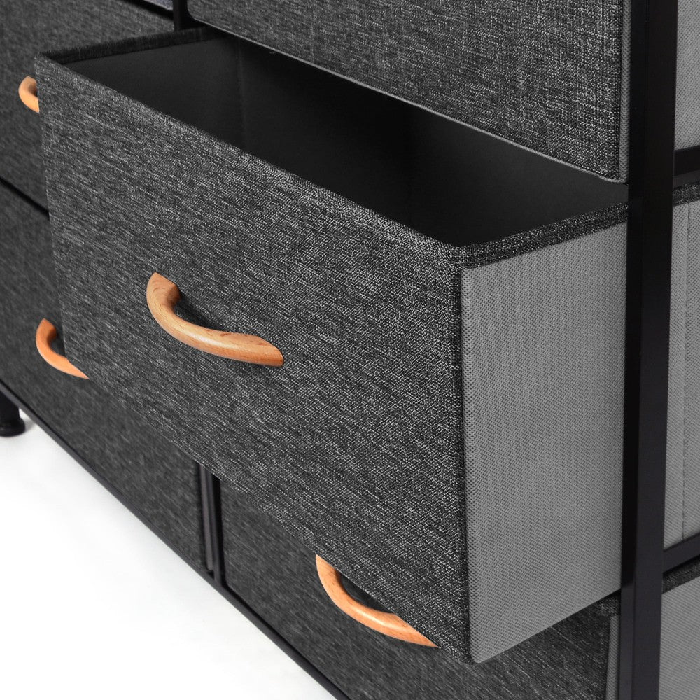 7 Drawers Steel Frame Fabric Storage Chest-Dark Gray