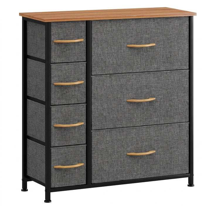 7 Drawer Fabric Storage Chest Steel Frame Organizer - Dark Gray