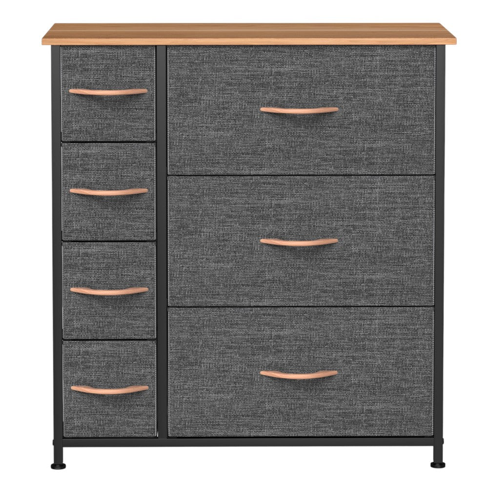 7 Drawers Steel Frame Fabric Storage Chest-Dark Gray