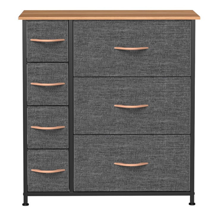 7 Drawers Steel Frame Fabric Storage Chest-Dark Gray