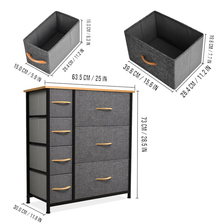 7 Drawers Steel Frame Fabric Storage Chest-Dark Gray