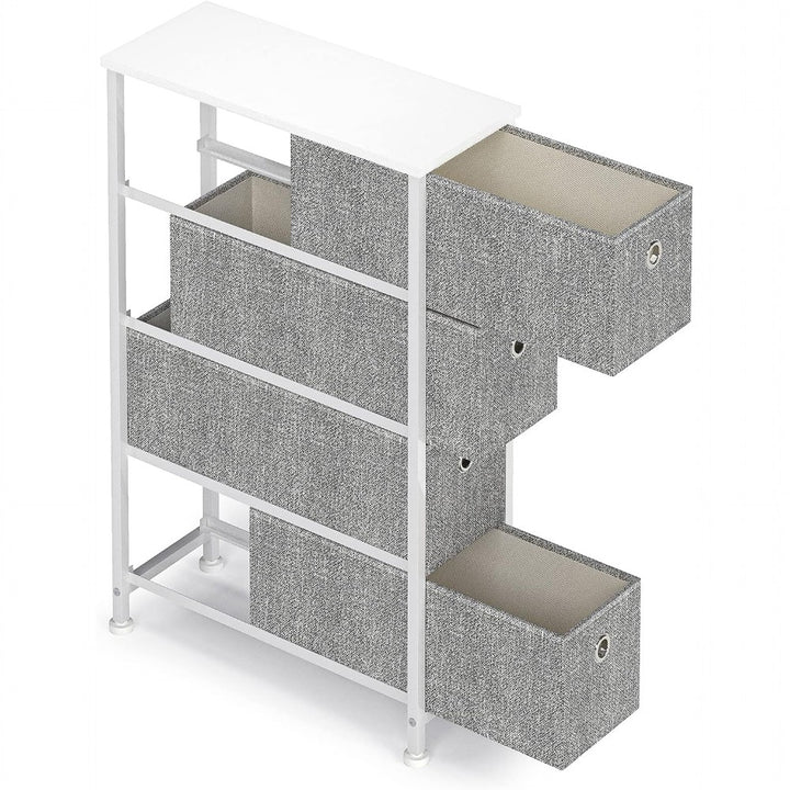 4 Drawers Narrow Steel Frame Fabric Storage Chest-Gray