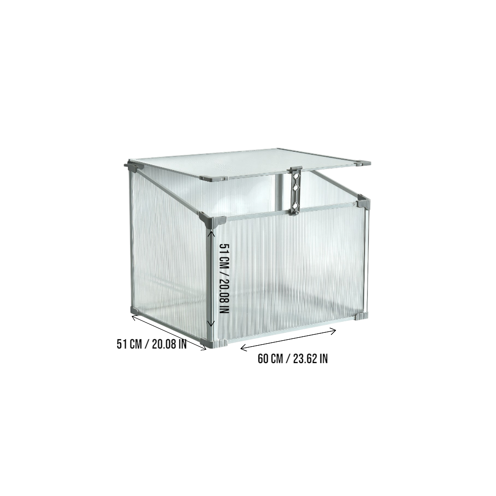 Mini Aluminum Frame Greenhouse with Roof Vent L60xW51xH51cm
