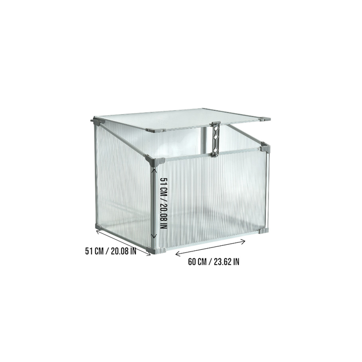Mini Aluminum Frame Greenhouse with Roof Vent L60xW51xH51cm