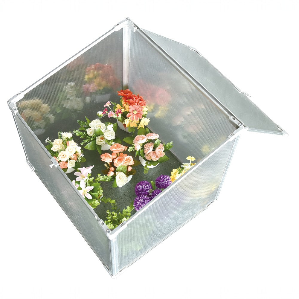 Mini Aluminum Frame Greenhouse with Roof Vent L60xW51xH51cm