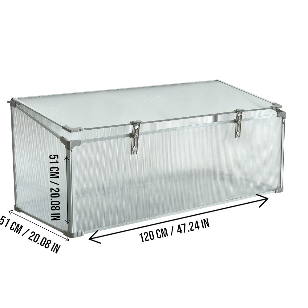 Mini Aluminum Frame Greenhouse with Roof Vent L120xW51xH51cm