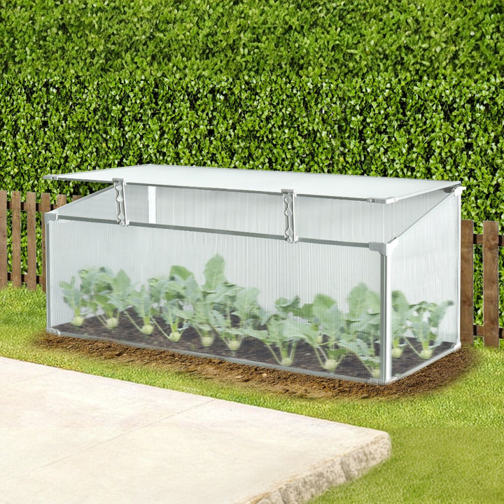 Mini Aluminum Frame Greenhouse with Roof Vent L120xW51xH51cm