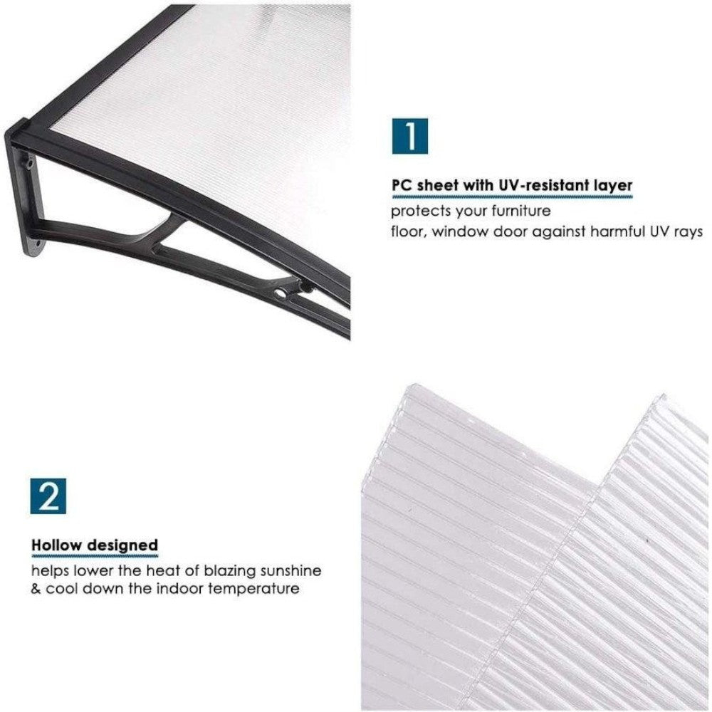 Door Awning Canopy 100x120cm _ Outdoor Front Door Window Rain Shelter
