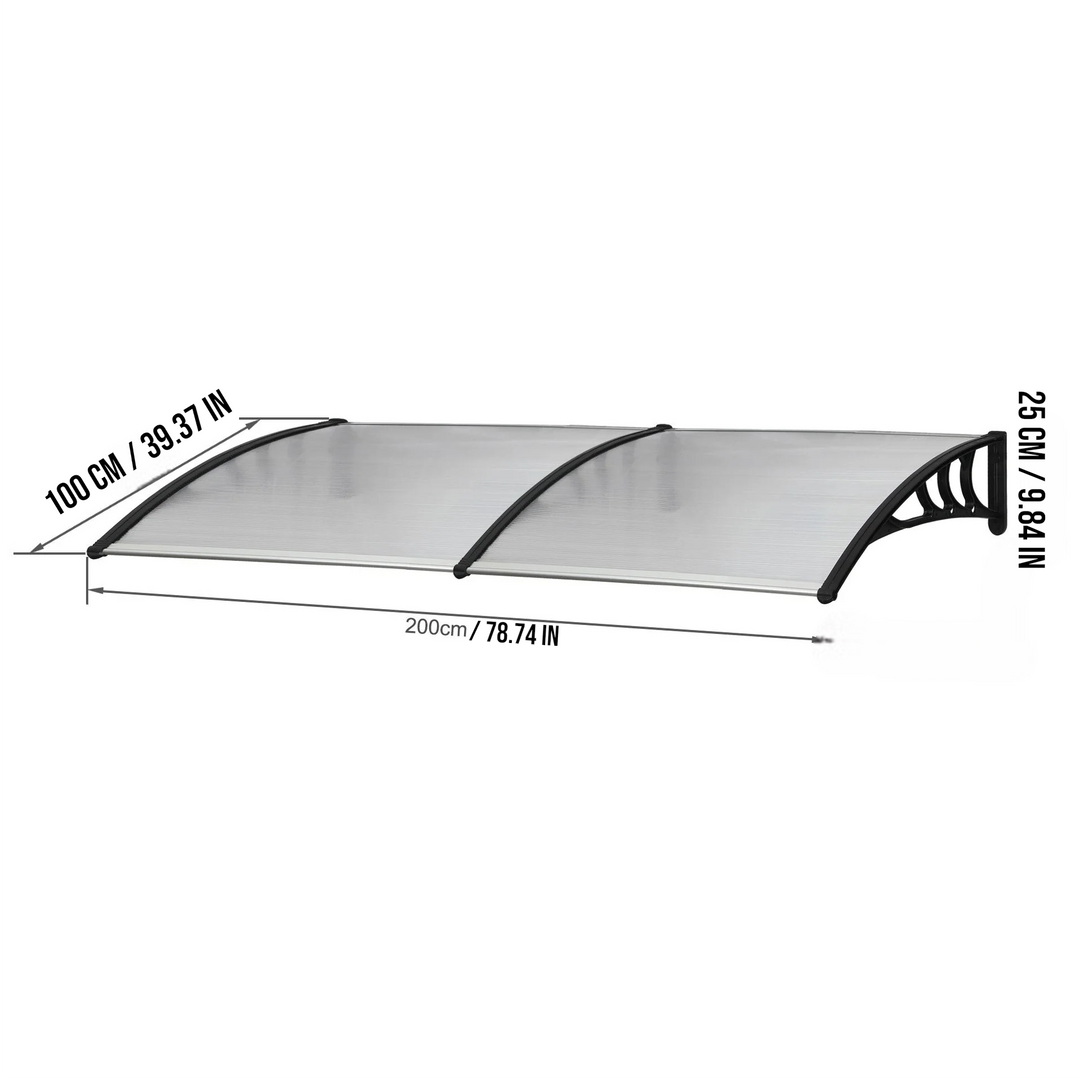 Door Awning Canopy 100x200cm _ Outdoor Front Door Window Rain Shelter
