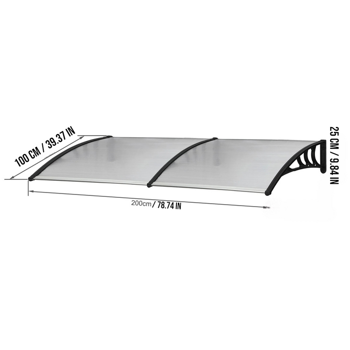 Door Awning Canopy 100x200cm _ Outdoor Front Door Window Rain Shelter