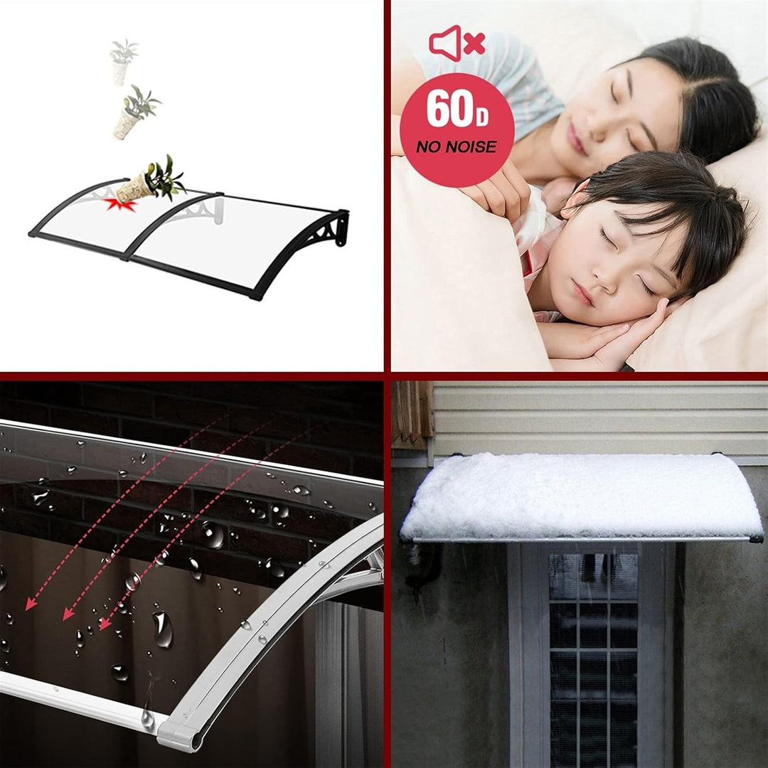 Door Awning Canopy 100x200cm _ Outdoor Front Door Window Rain Shelter