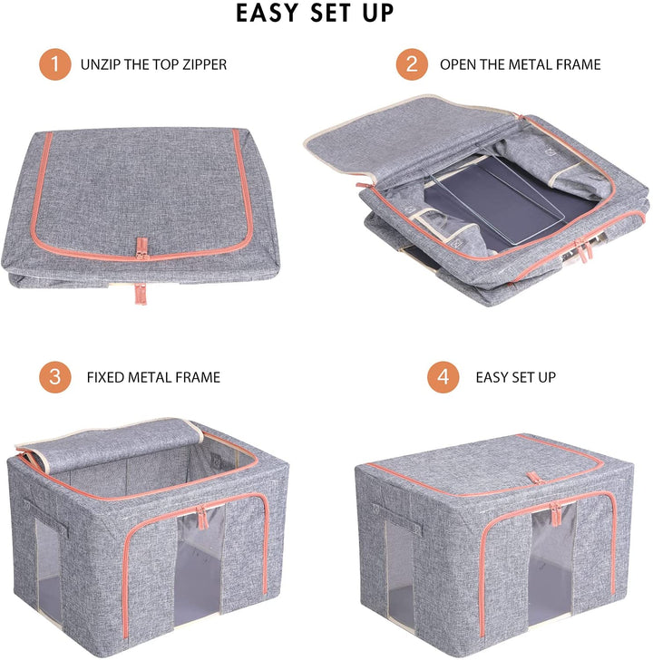 2PCS Foldable Steel Frame Clear Window Storage Bins Box-100L