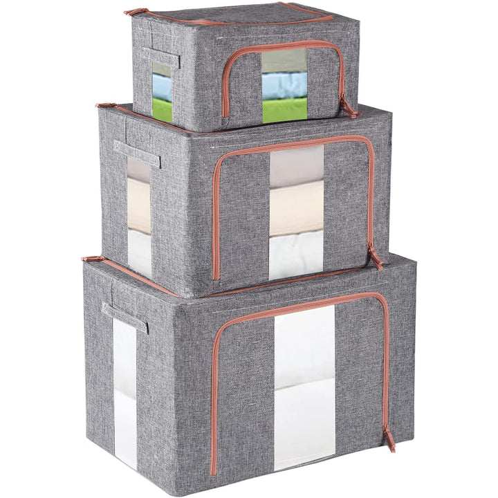 2PCS Foldable Steel Frame Clear Window Storage Bins Box-66L