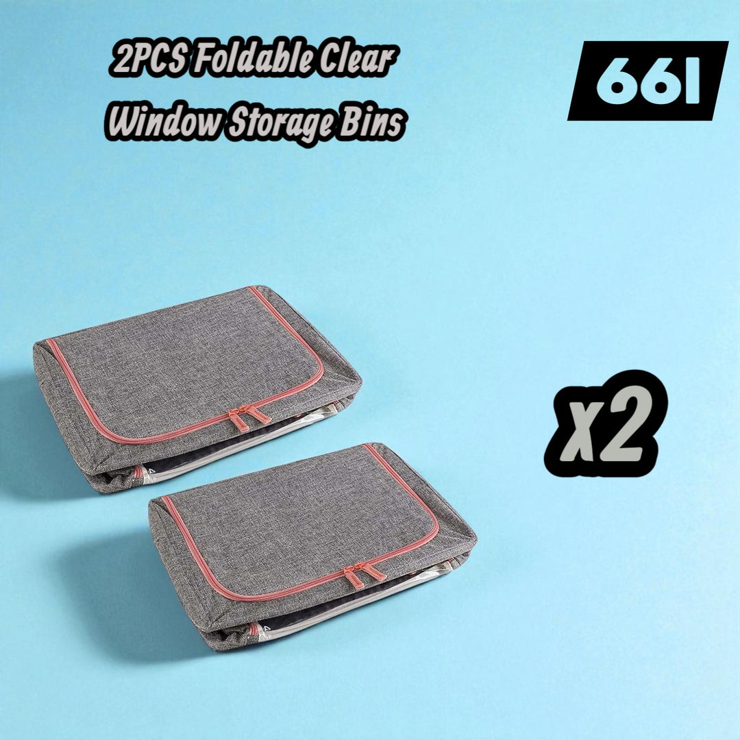 2PCS Foldable Steel Frame Clear Window Storage Bins Box-66L