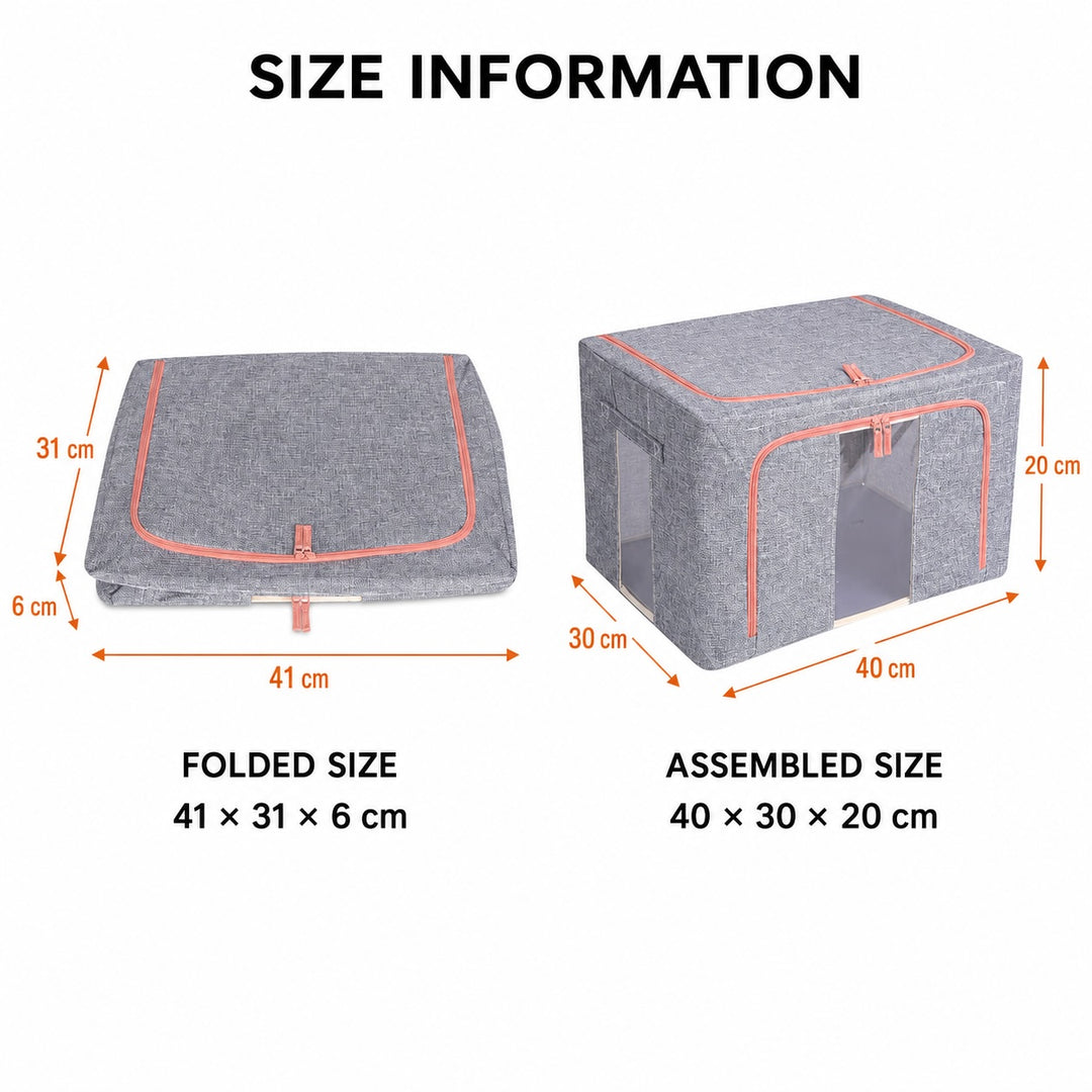 2-Pack Foldable Steel Frame Storage Bins with Clear Windows - 24L