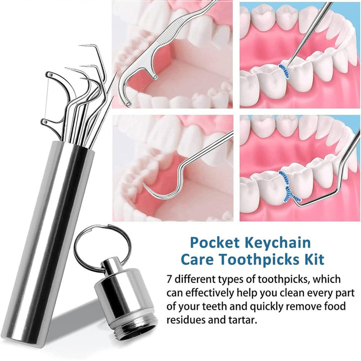 7 Pcs Reusable Titanium Toothpick Set