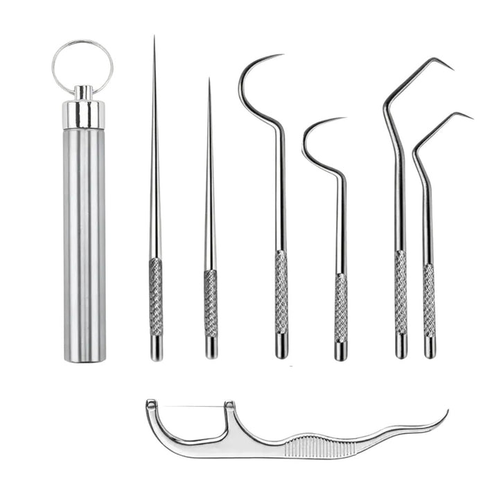 7 Pcs Reusable Titanium Toothpick Set
