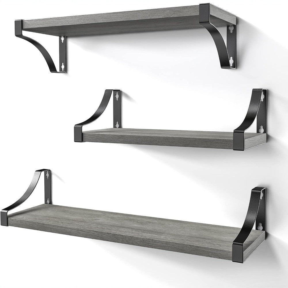 Floating Shelves Wall Mounted Set of 3-Grey