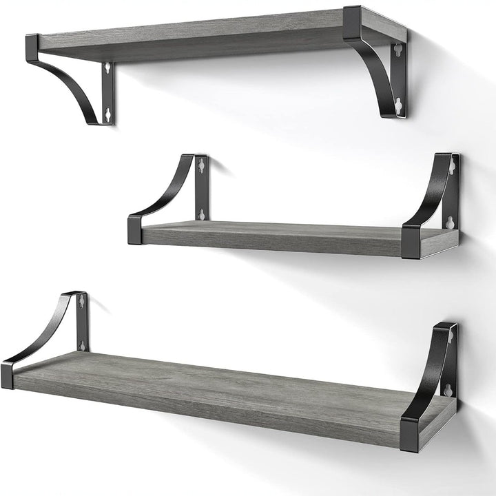Floating Shelves Wall Mounted Set of 3-Grey