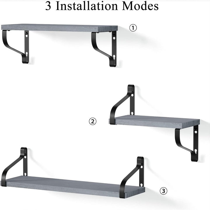 Floating Shelves Wall Mounted Set of 3-Grey