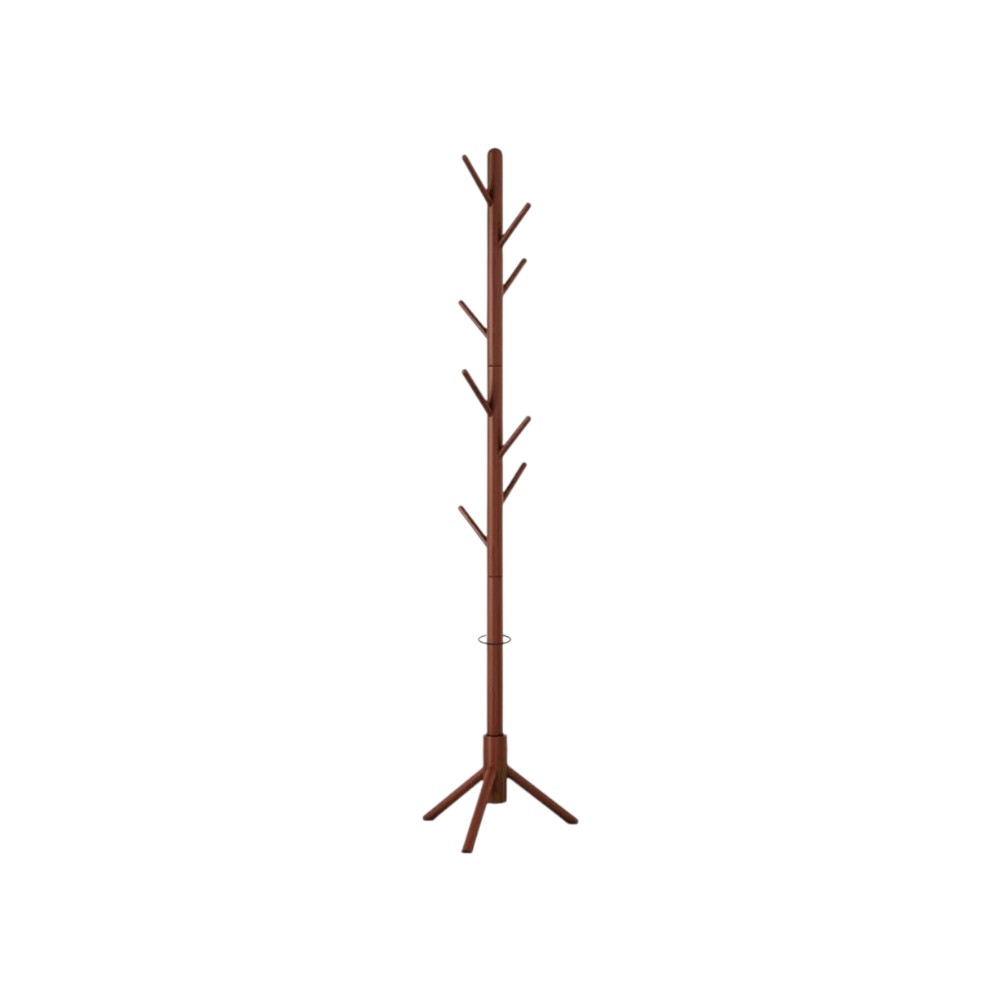 Wooden Coat Tree with 8 Hooks -Walnut
