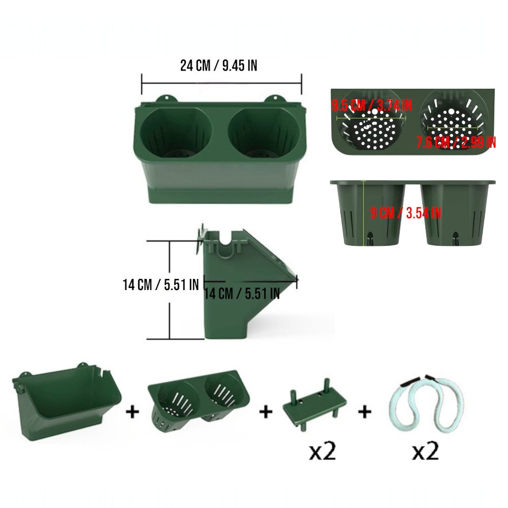 10 Pack Vertical Wall Planter Self Watering Stackable Plant Pot System Indoor Outdoor Green