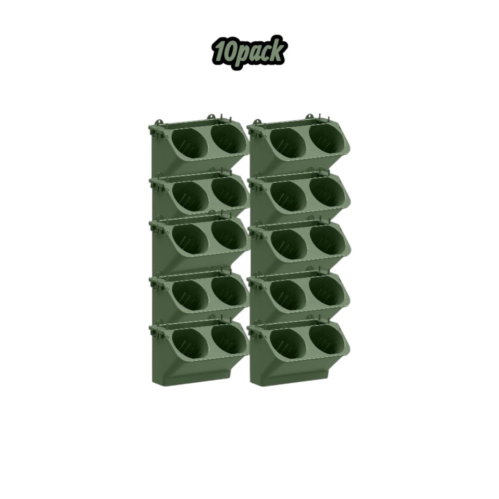 10 Pack Vertical Wall Planter Self Watering Stackable Plant Pot System Indoor Outdoor Green