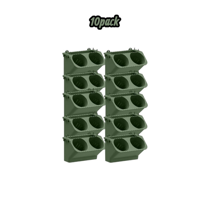 10 Pack Vertical Wall Planter Self Watering Stackable Plant Pot System Indoor Outdoor Green