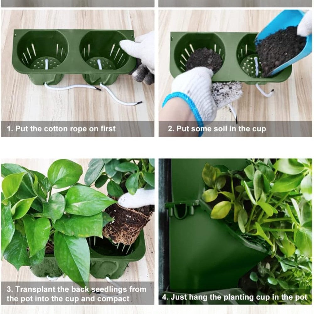 10 Pack Vertical Wall Planter Self Watering Stackable Plant Pot System Indoor Outdoor Green